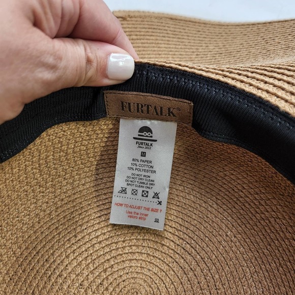 Furtalk Woman's Paper Straw Floppy Hat Size Medium - Picture 3 of 7